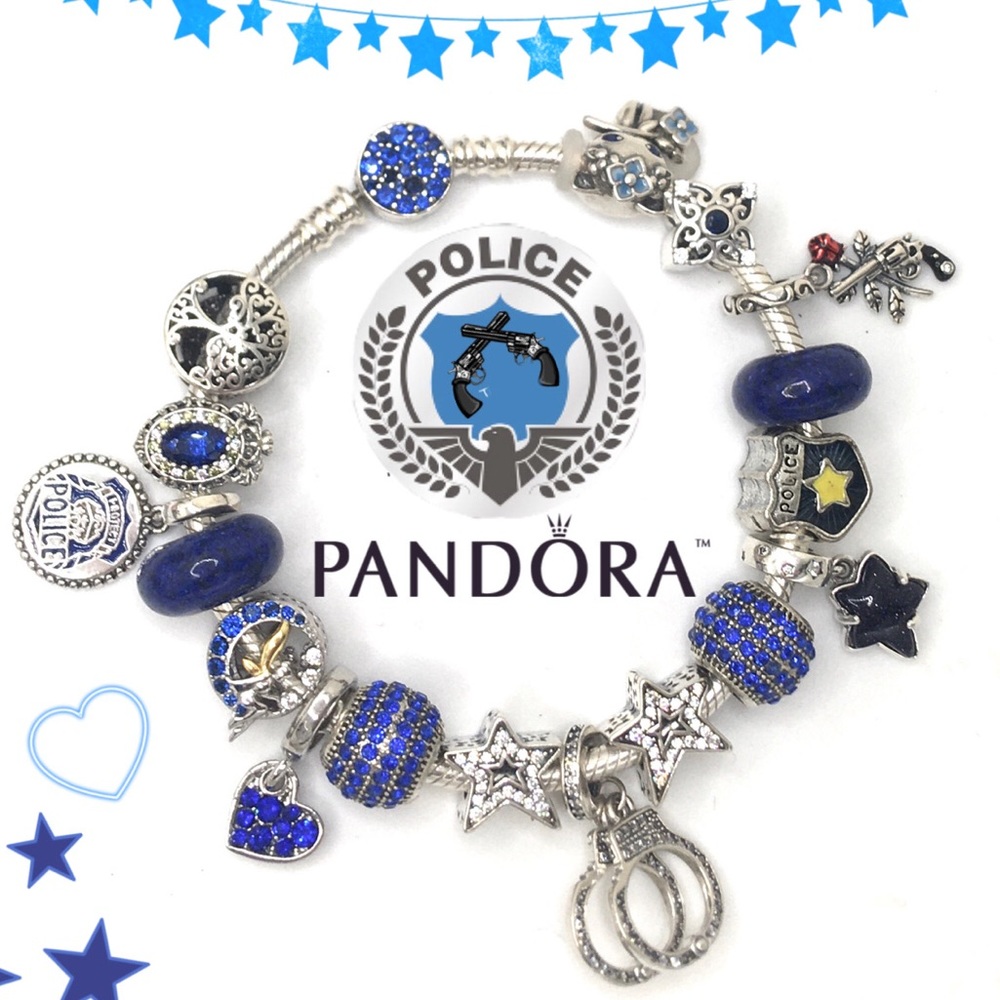 SOLD - Authentic Pandora Bracelet With Mix 925 Charms ‘police & protector’ desi…